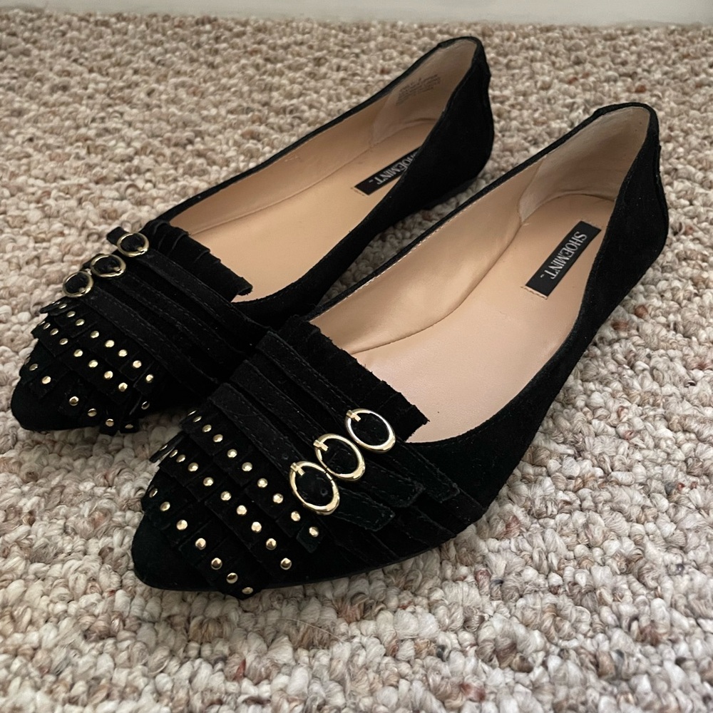 ShoeMint Black Suede Flats - Size 8 - Like New